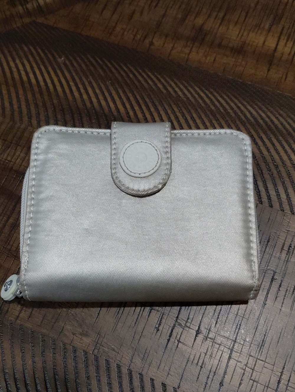 Kipling Soft Silver Cream Color Women's Wallet with Snap Closure